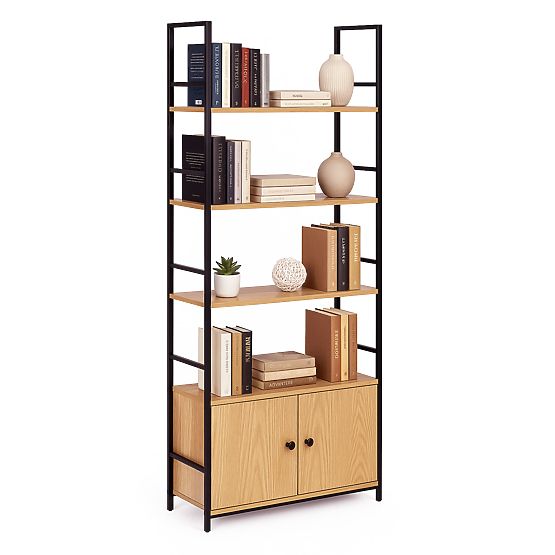 Industrial Loft Shelf with Cabinet 4 Shelves ModernHome