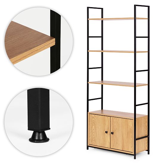 Industrial Loft Shelf with Cabinet 4 Shelves ModernHome