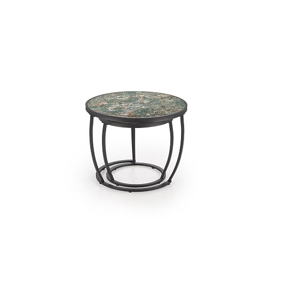 INES set of 2 tables, green marble / black (1p=1set)