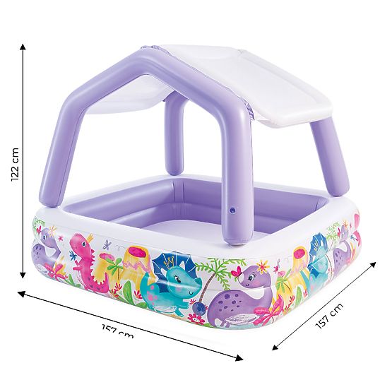 Inflatable Children's Pool with Canopy Purple INTEX 57470-DINO