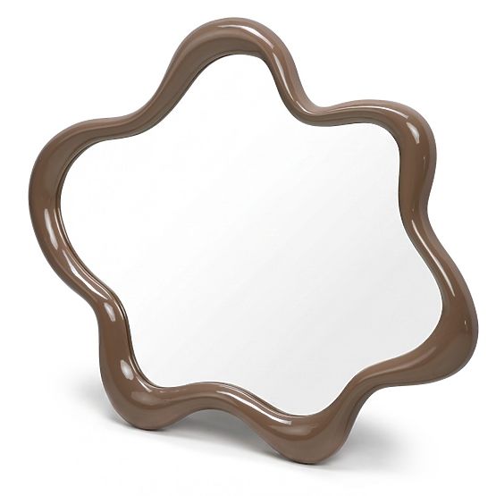 Izzi Hanging Mirror, Irregular, Light Brown/Mocha, Glossy