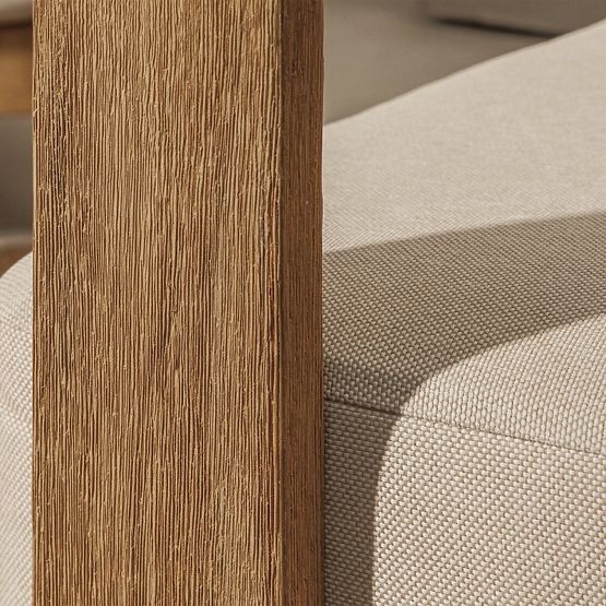 Japandi Garden Furniture Set Acacia Wood FSC, Teak Look, Light Beige, Rounded