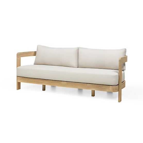 Japandi Garden Furniture Set Acacia Wood FSC, Teak Look, Light Beige, Rounded