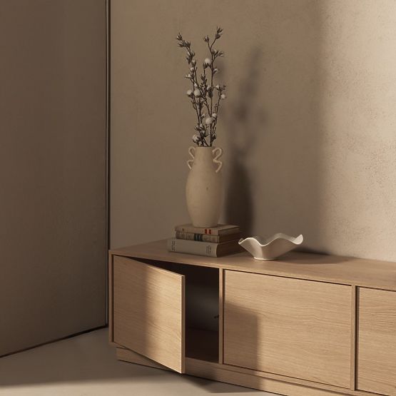 Japandi TV Cabinet in Lindberg Oak