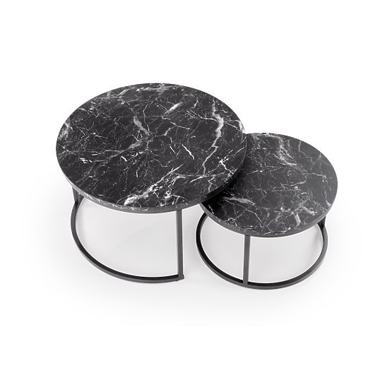 JAVA Set of 2 Benches, Black Marble / Black (1p=1pc)