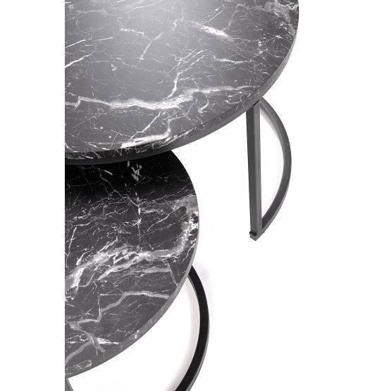 JAVA Set of 2 Benches, Black Marble / Black (1p=1pc)