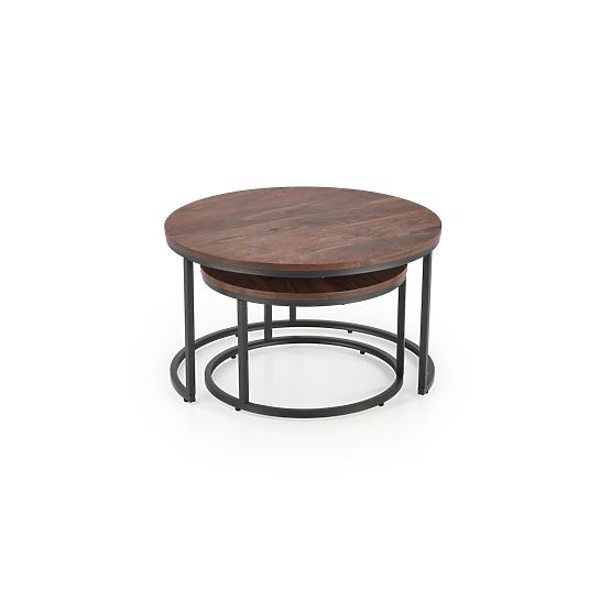 JAVA Set of 2 Benches, Walnut/Black (1p=1pc)