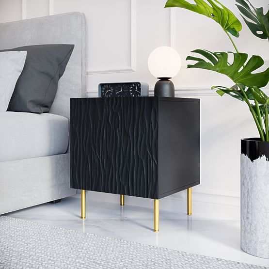 JUNGLE Nightstand (2 pcs) Black Matte/Black Matte
