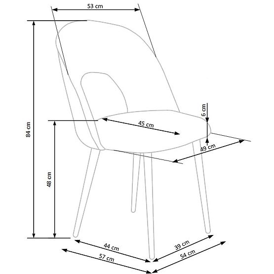 K384 Chair Gray/Black (1p=4pcs)