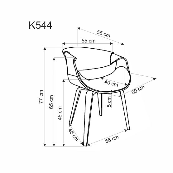 K544 Chair Grey / Walnut (1p=1pc)