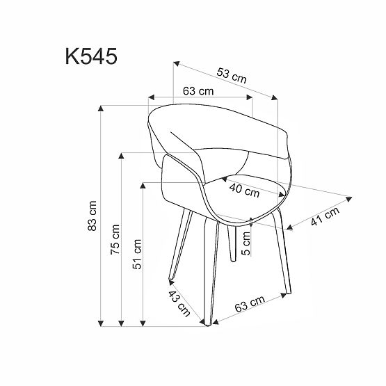 K545 Chair Gray / Walnut (1p=1pc)