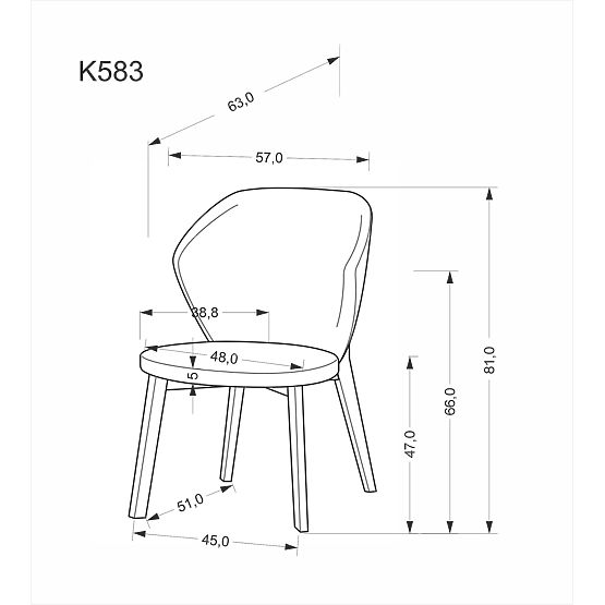 K583 Chair, Walnut / Brown / Beige (1p=2pcs)