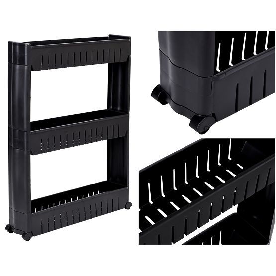 Kitchen and Bathroom Shelf Black 3 Levels Leira