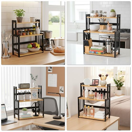 Kitchen Spice Rack CEZAR NATURAL BLACK