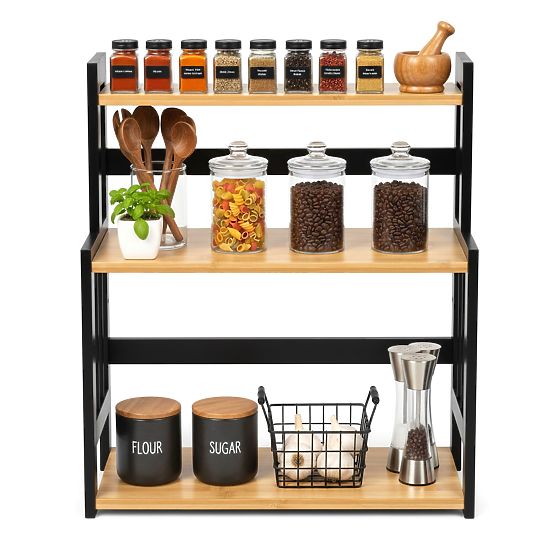 Kitchen Spice Rack CEZAR NATURAL BLACK