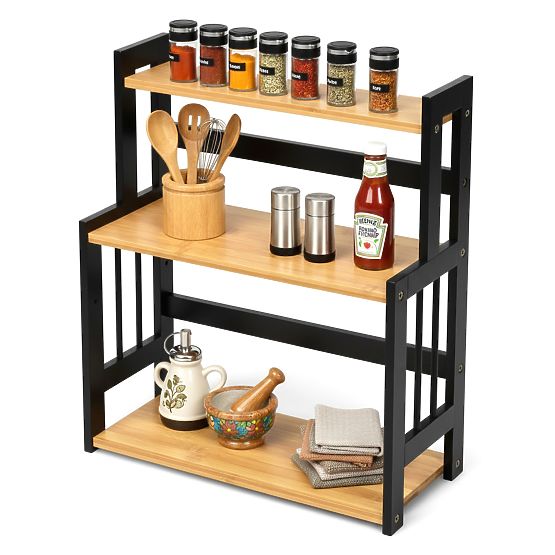 Kitchen Spice Rack CEZAR NATURAL BLACK