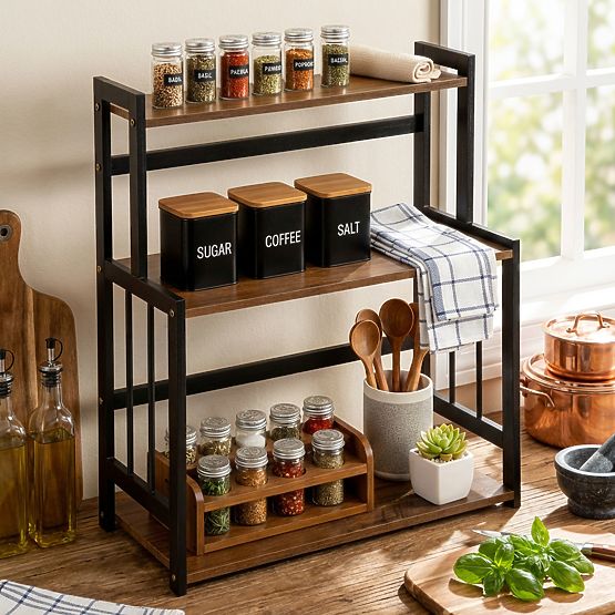 Kitchen Spice Rack CEZAR Wood Brown