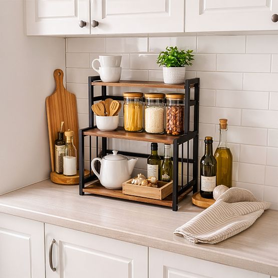 Kitchen Spice Rack CEZAR Wood Brown