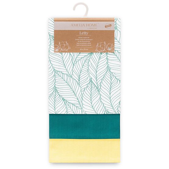 Kitchen Towel LETTY Color Turquoise Printed Motif Modern Style Modern 50x70 ameliahome