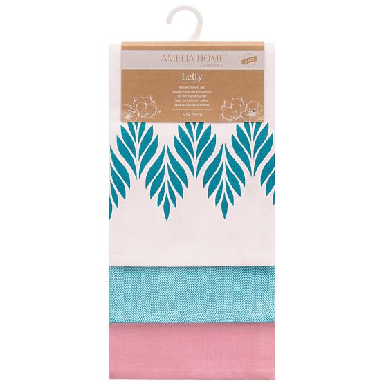 Kitchen Towel LETTY Pink with Modern Print in Modern Style 50x70 ameliahome