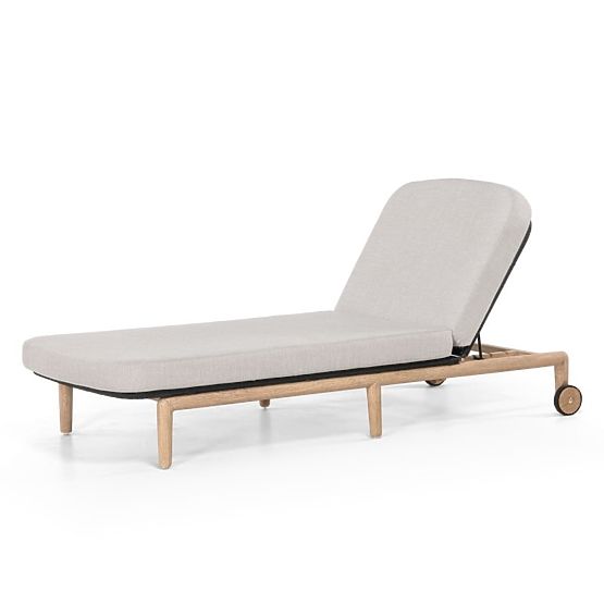 Komorebi Adjustable Garden Lounger, Light Acacia Wood, Steel, Knit, Beige
