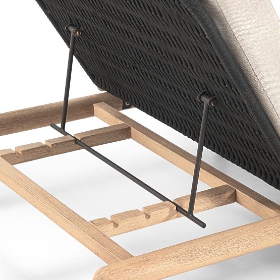 Komorebi Adjustable Garden Lounger, Light Acacia Wood, Steel, Knit, Beige