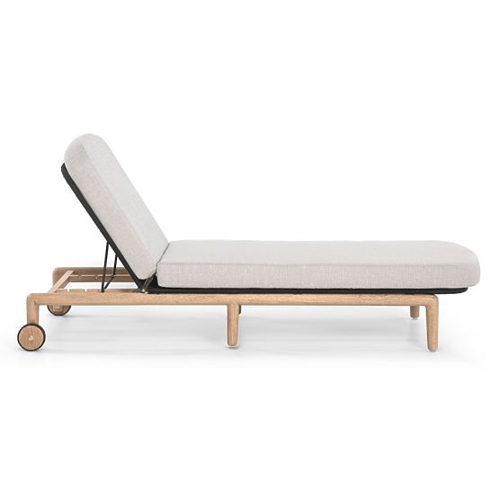 Komorebi Adjustable Garden Lounger, Light Acacia Wood, Steel, Knit, Beige