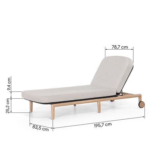 Komorebi Adjustable Garden Lounger, Light Acacia Wood, Steel, Knit, Beige