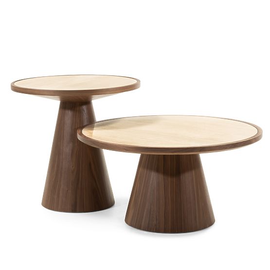 Kyoto Coffee Table 80 cm, Round, Travertine/Walnut