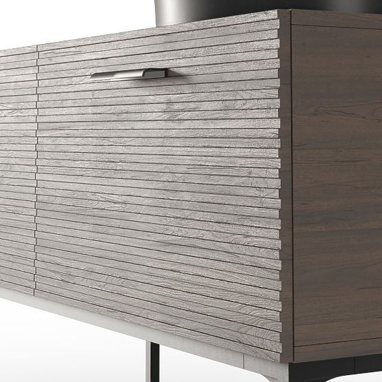 La Purete 120 cm Cabinet Set with Sink, Grooved, Walnut/Black
