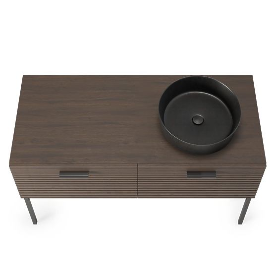 La Purete 120 cm Cabinet Set with Sink, Grooved, Walnut/Black