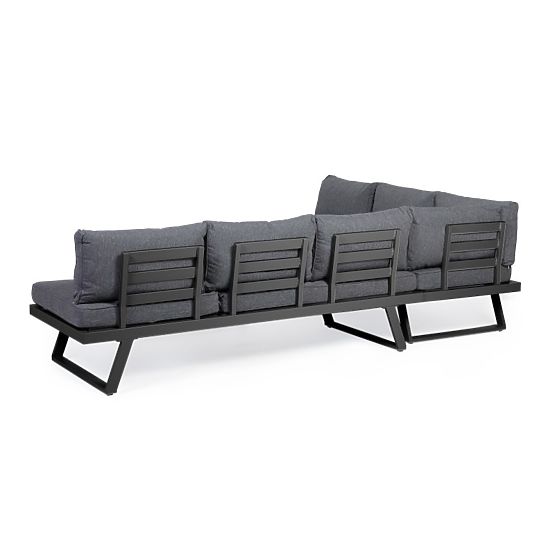 Lafoole Lunge Garden Corner Sofa with Table, Spun-Poly, Dark Gray