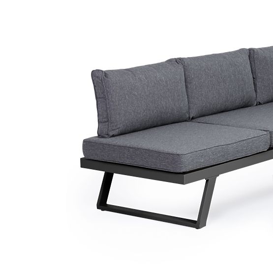 Lafoole Lunge Garden Corner Sofa with Table, Spun-Poly, Dark Gray