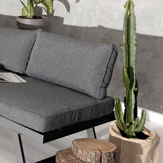 Lafoole Lunge Garden Corner Sofa with Table, Spun-Poly, Dark Gray