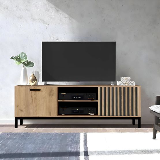 LAMINO RTV-1 TV Stand Oak Craft/Black, Legs: Black