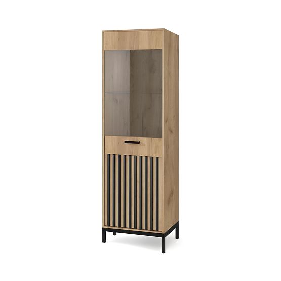 LAMINO W-1 Display Cabinet Oak Craft/Black, Legs: Black