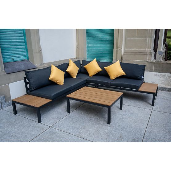 Large Aluminum Corner Set with Table MASSIMO Black