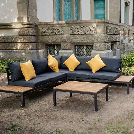 Large Aluminum Corner Set with Table MASSIMO Black