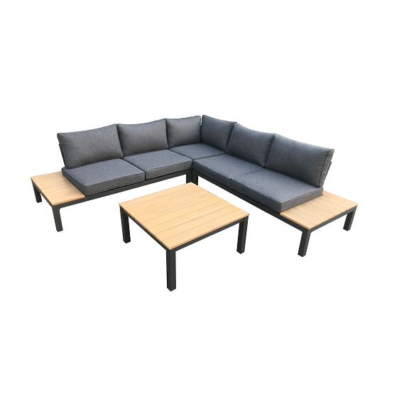 Large Aluminum Corner Set with Table MASSIMO Black