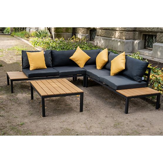 Large Aluminum Corner Set with Table MASSIMO Black