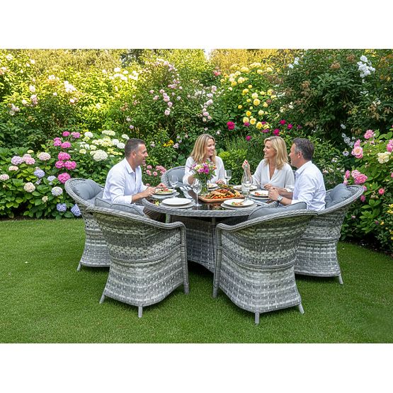 Large Dining Set from Technorattan (6 Chairs + Table) MODERNO Light Gray