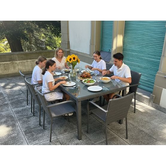 Large Dining Set from Technorattan (8 Chairs + Large Table) SOTTILE Gray