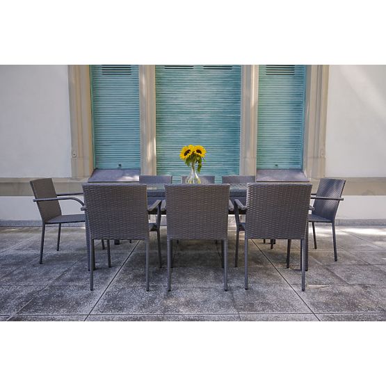Large Dining Set from Technorattan (8 Chairs + Large Table) SOTTILE Gray