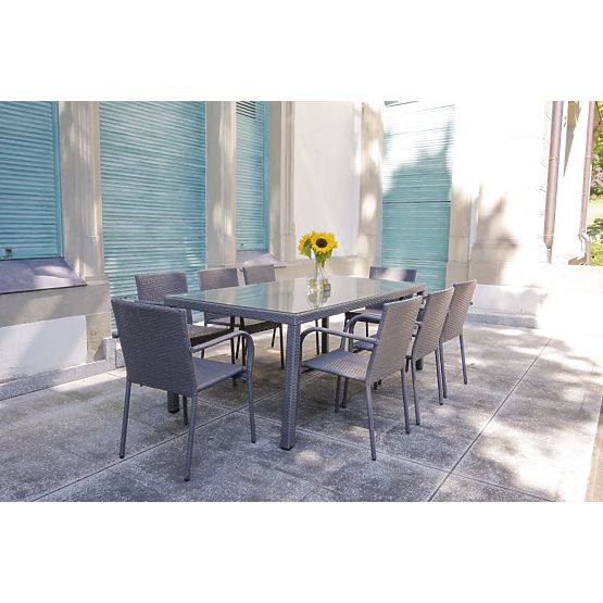 Large Dining Set from Technorattan (8 Chairs + Large Table) SOTTILE Gray
