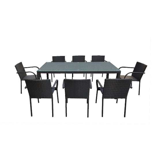 Large Dining Set from Technorattan (Table 200x100cm + 8 Chairs) SOTTILE Black