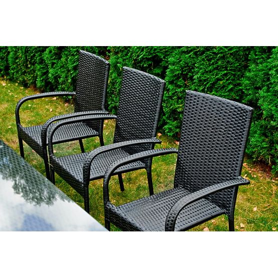 Large Dining Set from Technorattan (Table 200x100cm + 8 Chairs) SOTTILE Black