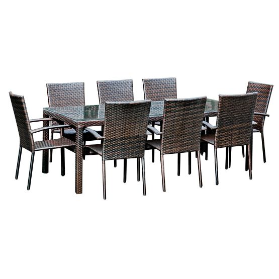 Large Dining Set from Technorattan (Table 200x100cm + 8 Chairs) SOTTILE Black