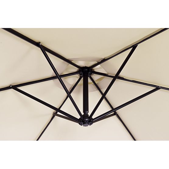 Large Foldable Garden Parasol on Boom 3m Beige 6 Ribs