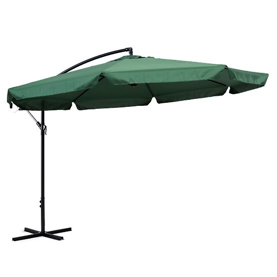 Large Folding Garden Parasol with Retractable Arm 3.5m Green