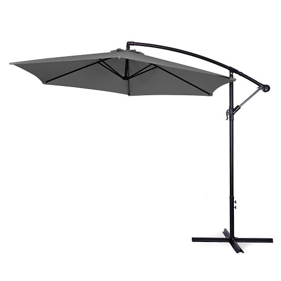 Large Garden Folding Cantilever Parasol 3m Grey 6 Ribs